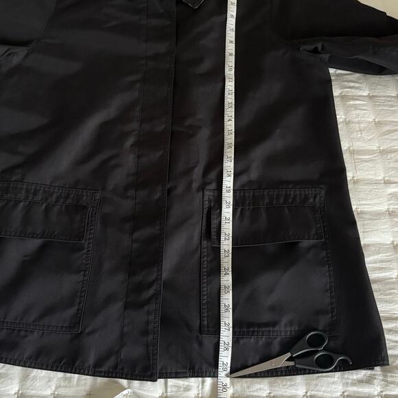 VTG Dennis Basso Nylon Barn Jacket Rain Coat Women's M | Black & Animal Print - Picture 9 of 12